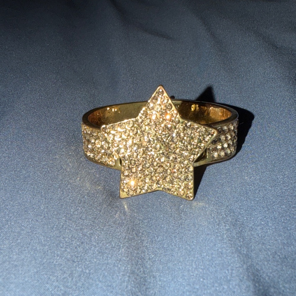 Vintage Gold Star Pave Clamper Bracelet